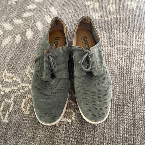 BORN Passi perforated Derby oxford shoes green suede 8.5 women - Picture 2 of 9